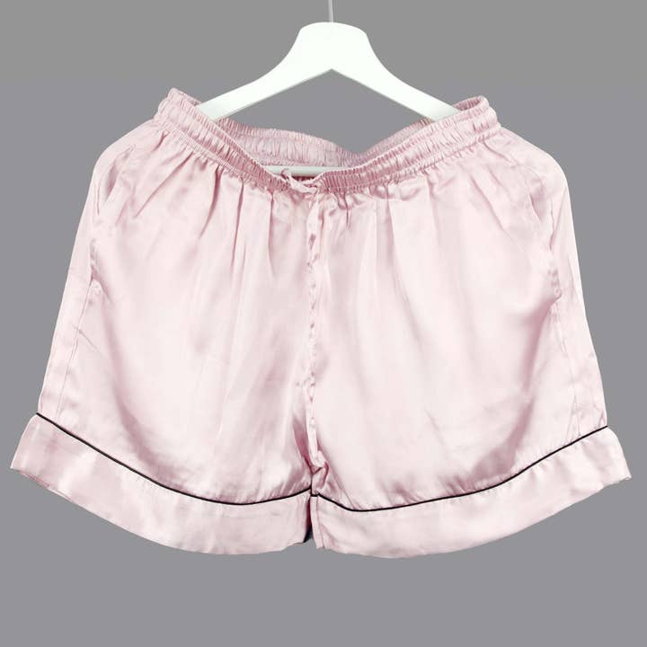 Kantha Decor - Wholesale Sleepwear set – Women's - Short Satin Plain Without Pouch Pyjama Set - Pink2