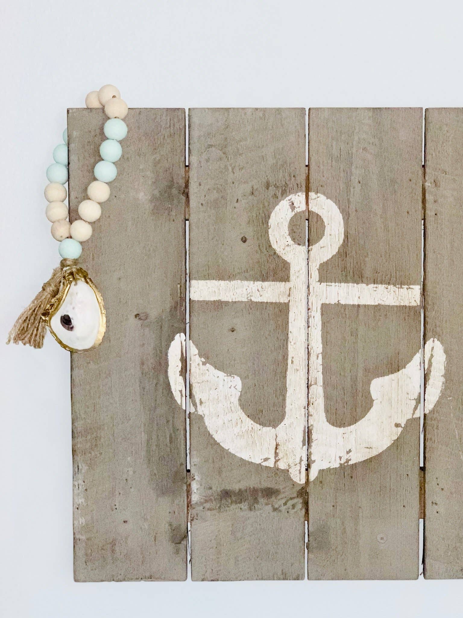 The Gilded Shell - Vente Pompons décoratifs/décorations murales - The Lagoon - Boho White - Perles d'hospitalité avec huître2