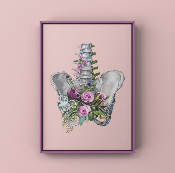 Trisha Thompson Adams - Wholesale Art Print - Floral Pelvis Flower Anatomy Art Print1
