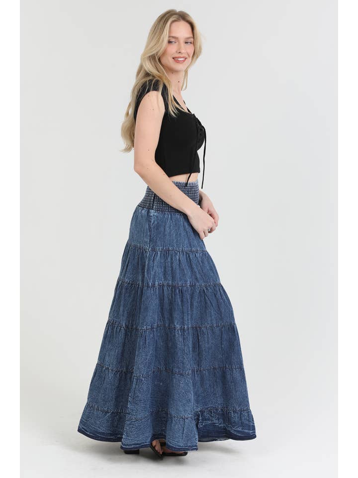 ANGIE - Wholesale Skirt - Women's - 26P57-ASIS TIERED A LINE MAXI SKIRT5