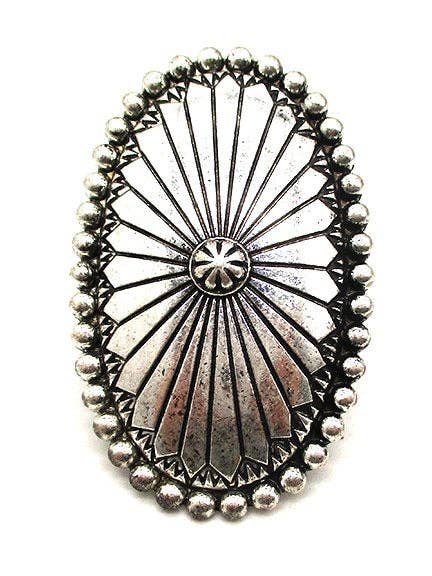 WESTERN GROTE OVALE METALEN CONCHO MANCHETRING voor wholesale door Snowing West