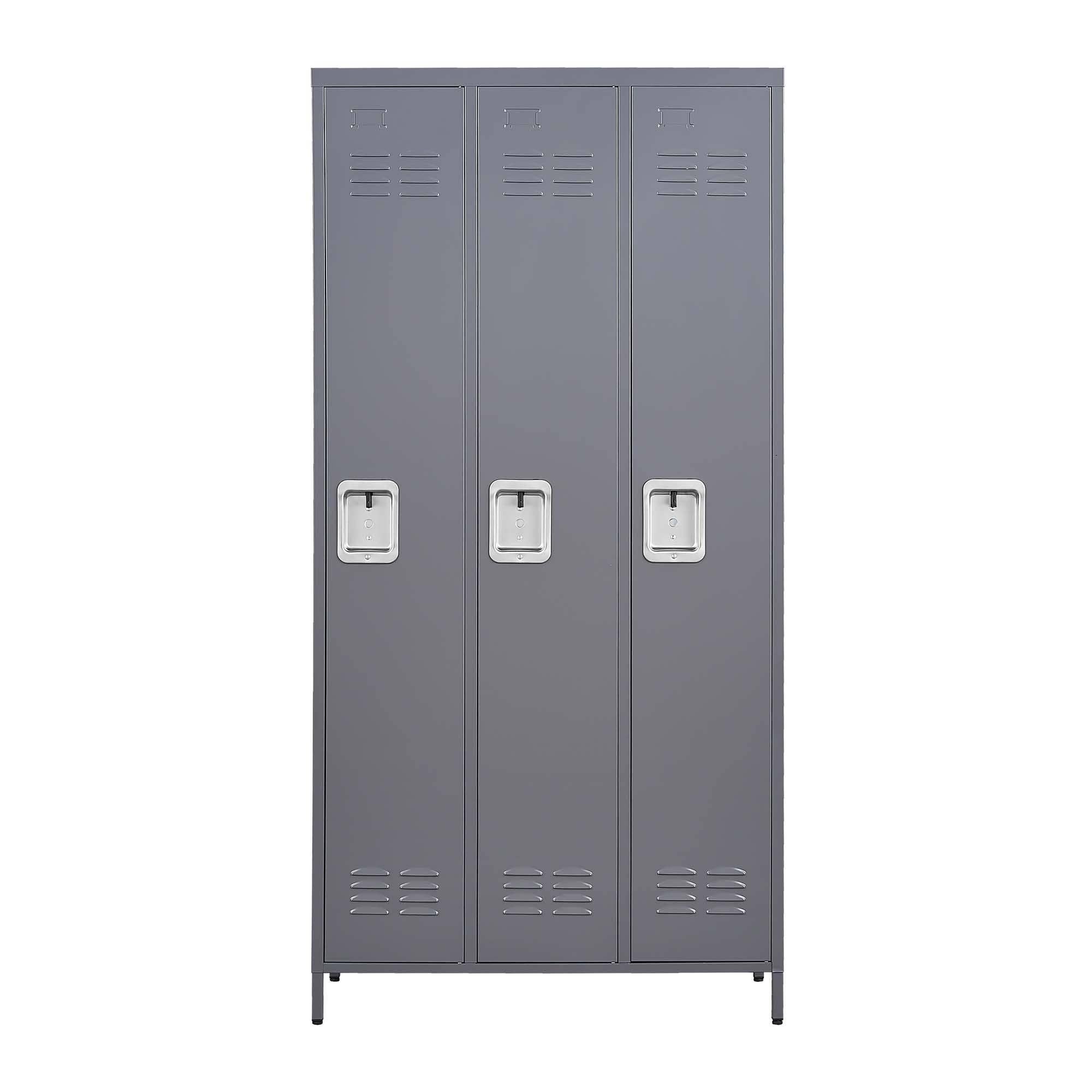 HOMYCASA DESIGN INC - Wholesale Cabinet - 3-Door Metal Lockers Gray Cabinet for Office Gym Home10