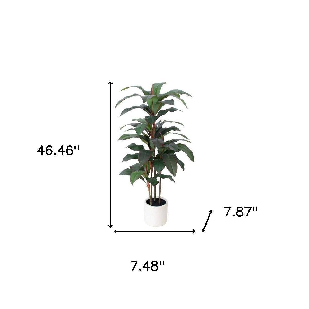 HomeRoots – wholesale Konstgjord växt – Grön konstgjord dracaena, 18 cm, i cylindrisk vit cementkruka2
