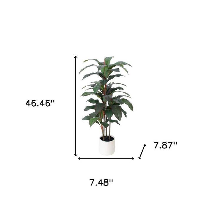 HomeRoots – Engroshandel Kunstig plante – 7" Grøn Kunstig Dracaena I Cylindrisk Hvid Cementpotte2