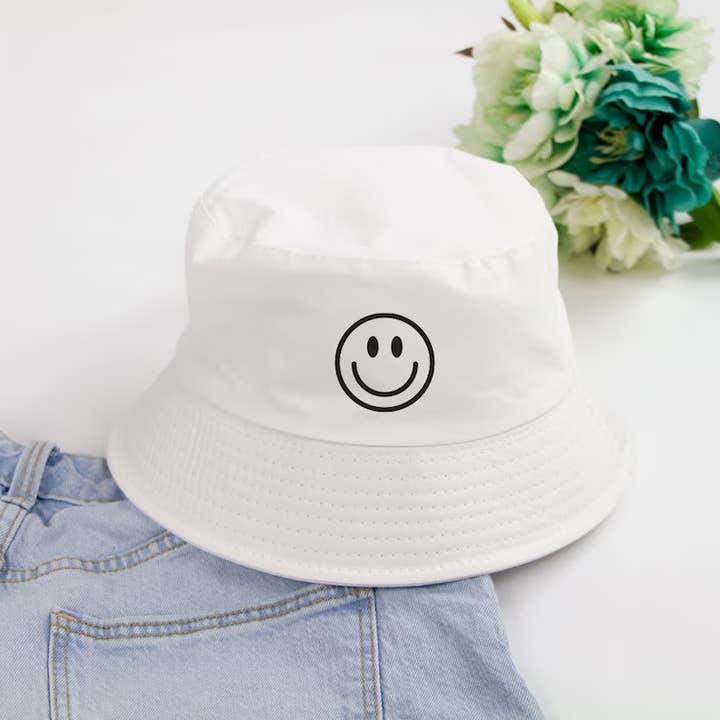 GiftsbyPR - Wholesale Bucket hat – Women's - Smiley face hat, Personalized Bucket Hats, Cute Bucket Hat