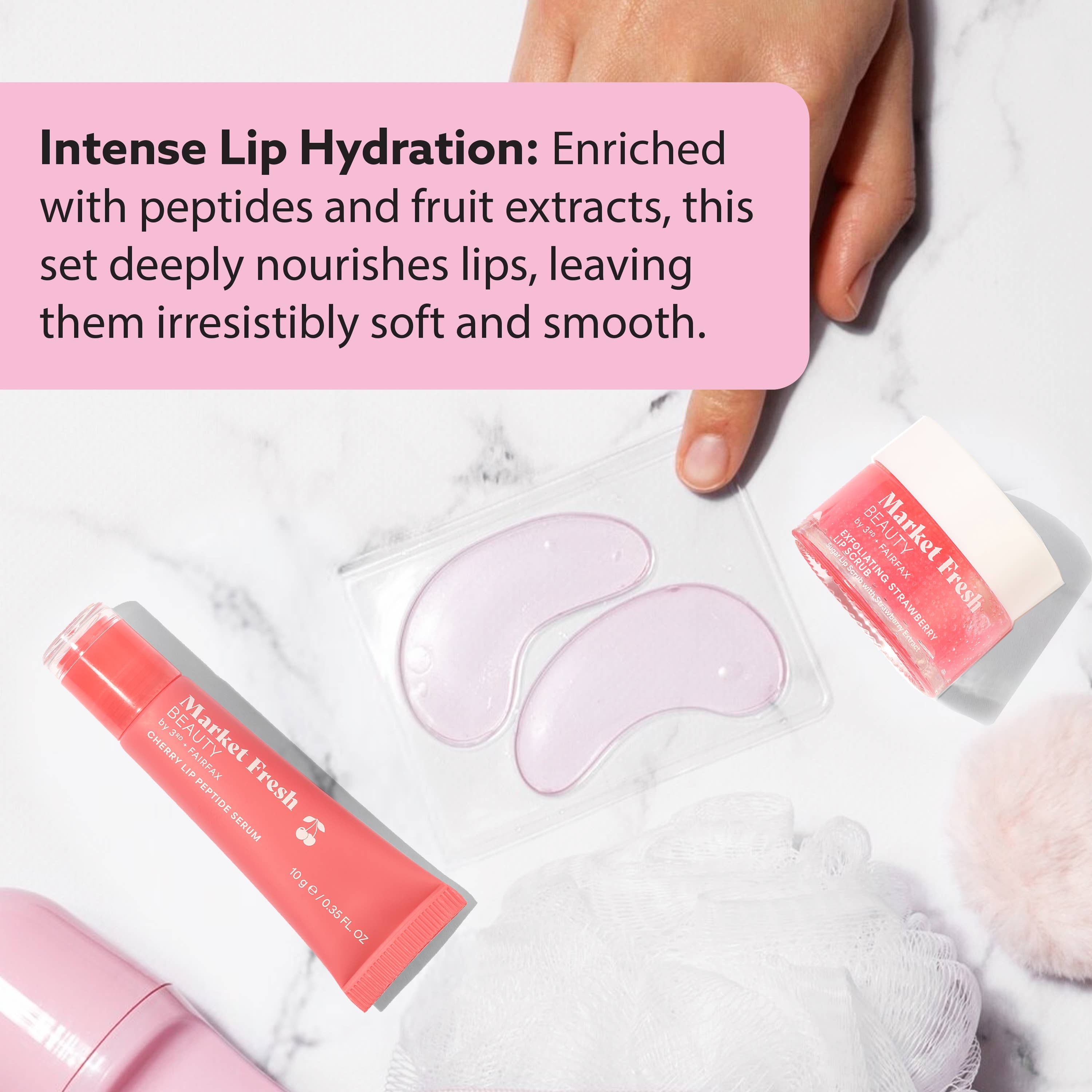 Market Fresh Beauty - Wholesale Lip Scrub/Polish - Market Fresh Beauty Pretty Pout Lip Kit – Exfoliating Strawberry Lip Scrub & Cherry Lip Peptide Serum | Hydrates, Smooths, and Revitalizes | Cruelty-Free & Clean Beauty8