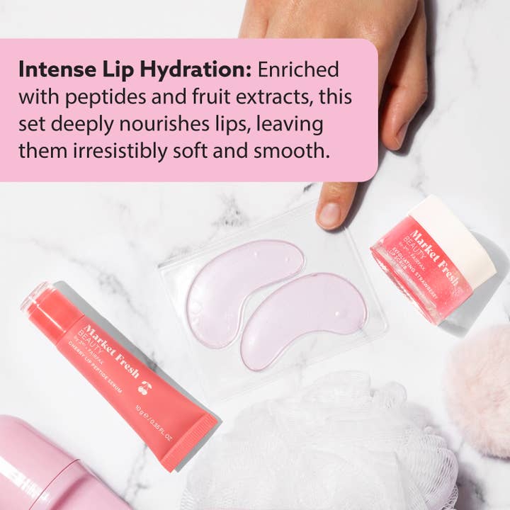 Market Fresh Beauty - Wholesale Lip Scrub/Polish - Market Fresh Beauty Pretty Pout Lip Kit – Exfoliating Strawberry Lip Scrub & Cherry Lip Peptide Serum | Hydrates, Smooths, and Revitalizes | Cruelty-Free & Clean Beauty8