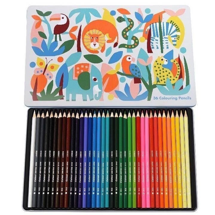 Rex B2B - UK – wholesale Coloured pencil – 36 Colouring Pencils in a Tin - Wild Wonders