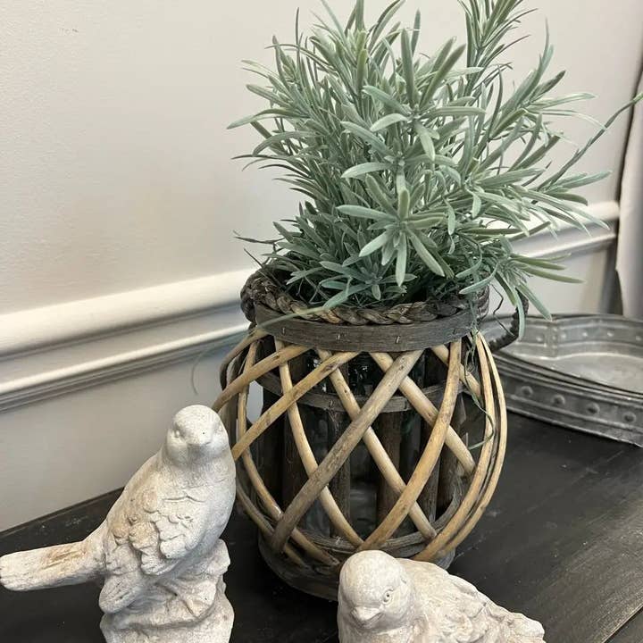 Vagabond Vintage - Wholesale Lantern - WILLOW LANTERN WITH GLASS VASE