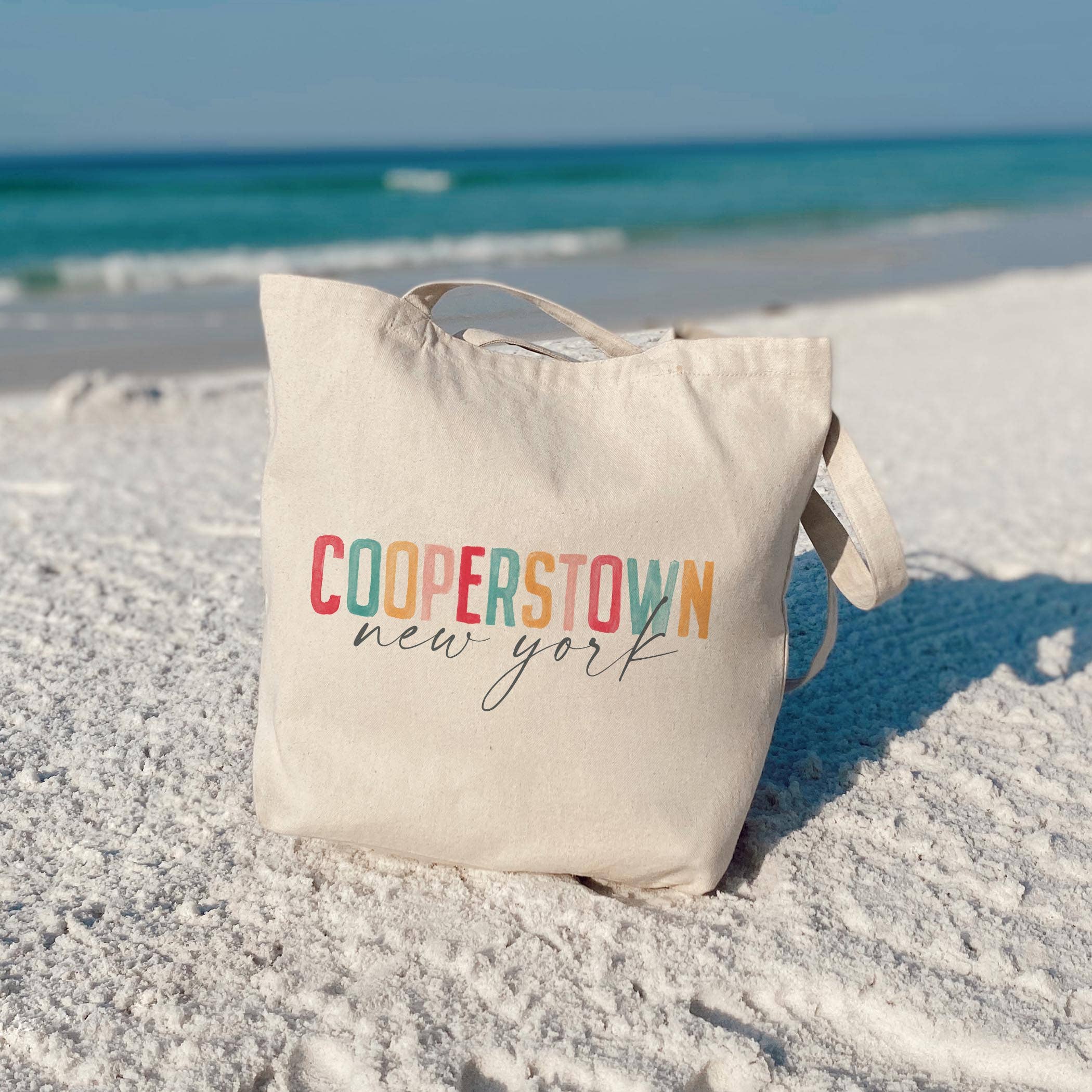 Tote Bag Natural Canvas-Watercolor City Cooperstown New York for wholesale on Faire3