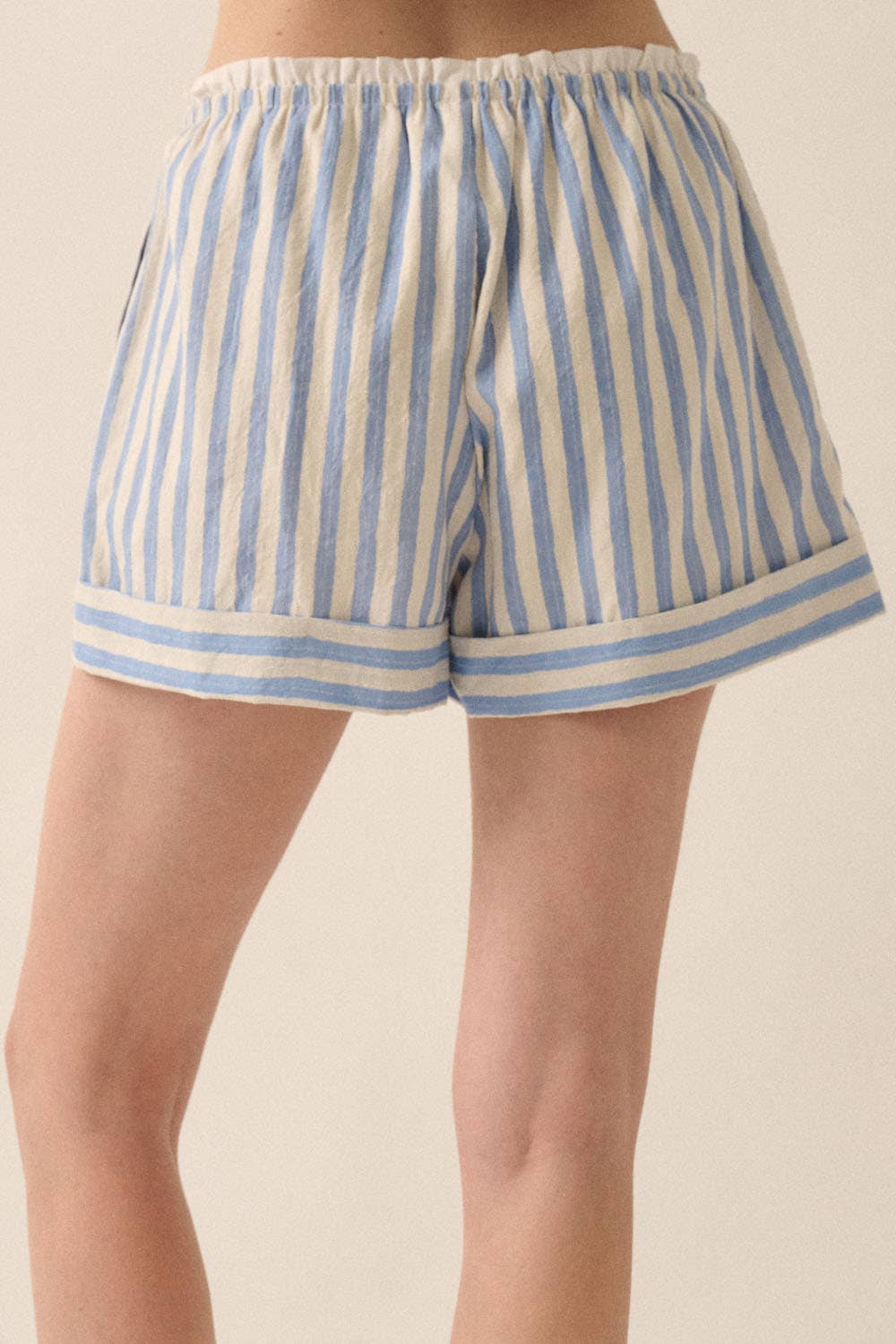 Promesa USA - Wholesale Shorts - Women's - Striped Loose-Fit Wide-Leg Paperbag Shorts8