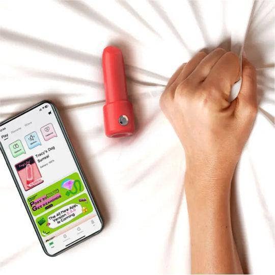 Red Surreal App-controlled Lipstick Vibrator for wholesale on Faire2