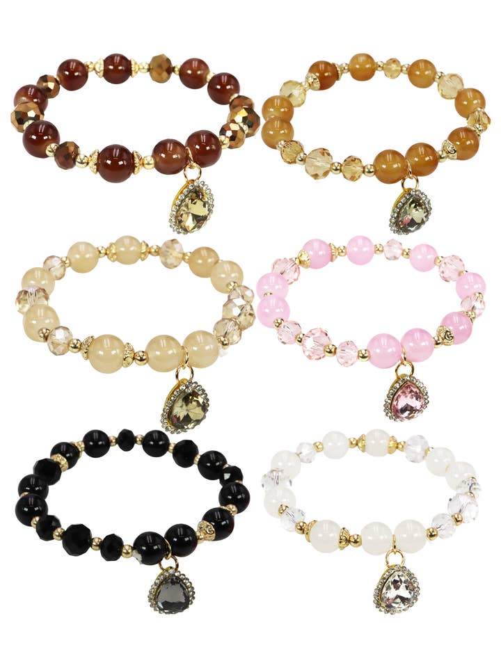 Pulsera elástica de cuentas de vidrio en forma de lágrima brillante para venta al por mayor de Cap Zone