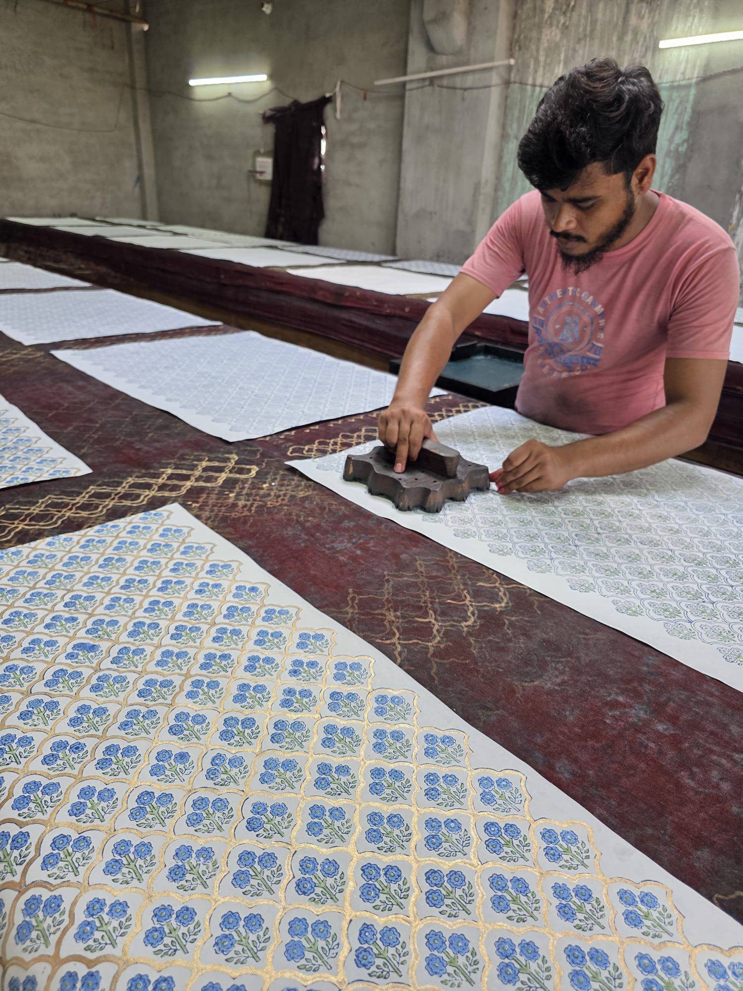 Paper Mirchi - Wholesale Inpakpapier - Met de handgeblokdrukte cadeaupapier vellen - Trellis Indigo5