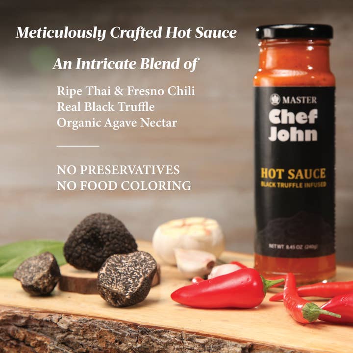 Master Chef John – Engroshandel Hot sauce – Master Chef John Black Trøffel Hot Sauce, 8.45 oz.1