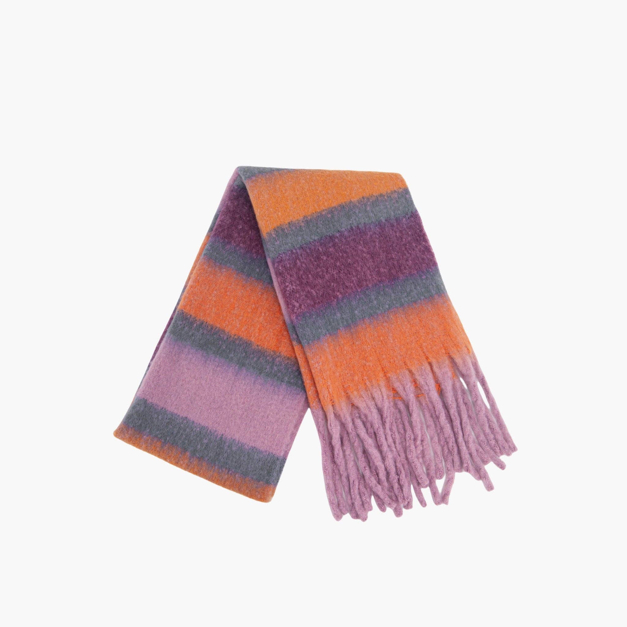 Sarta Accessories - Wholesale Scarf - Women's - Blair Lilac/Orange Colour Block Stripe Heavyweight Scarf3