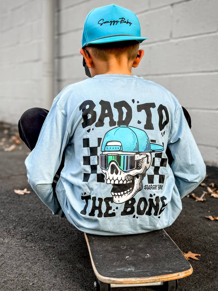 Bad to the bone long sleeve for wholesale by Swaggy Baby Apparel