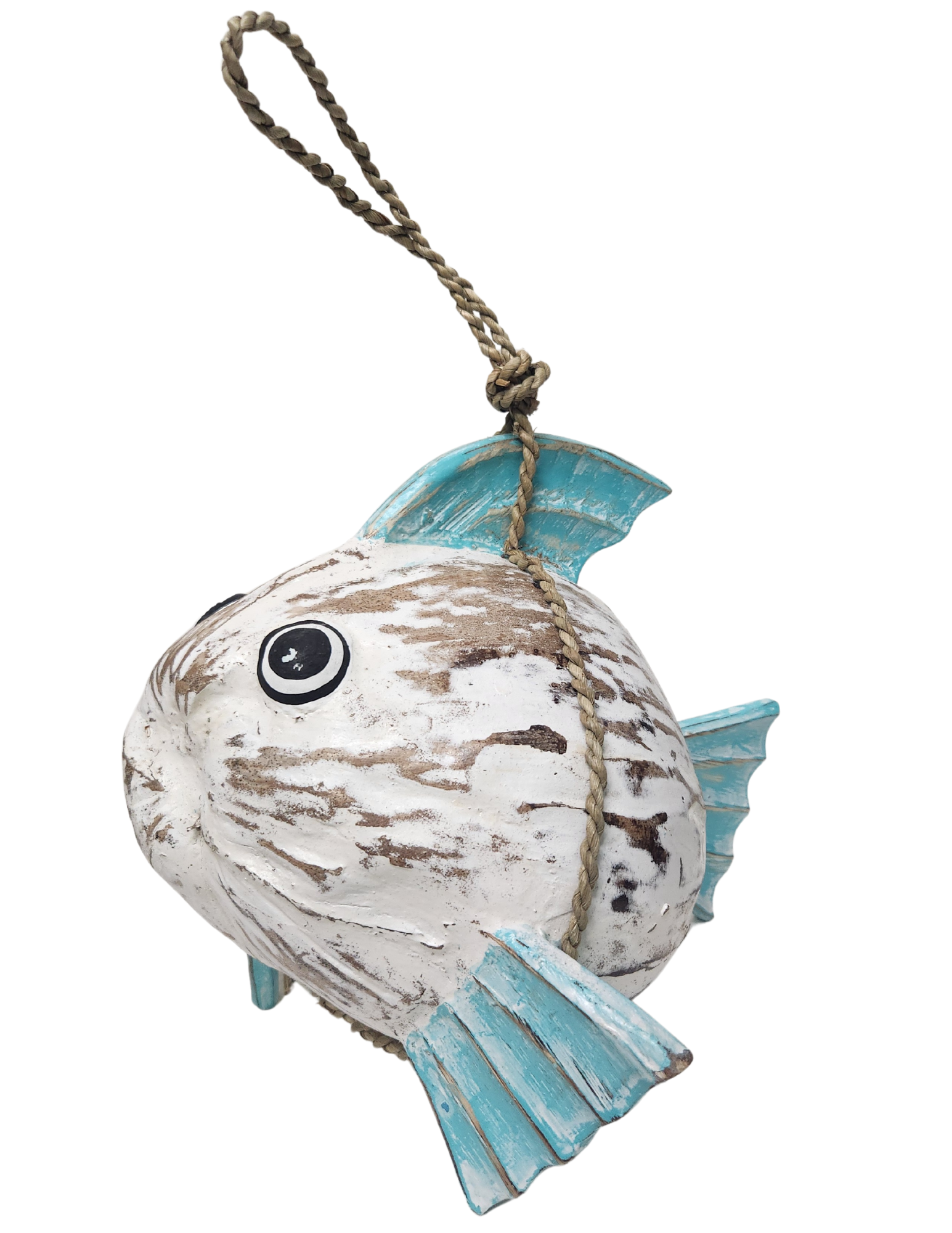 White Elephant - Wholesale Sculpture - Hand Carved Coconut FISH Table Top Art Carving 1