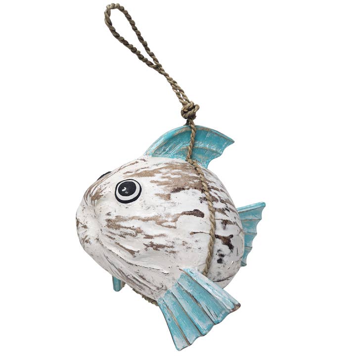 White Elephant - Wholesale Sculpture - Hand Carved Coconut FISH Table Top Art Carving 1