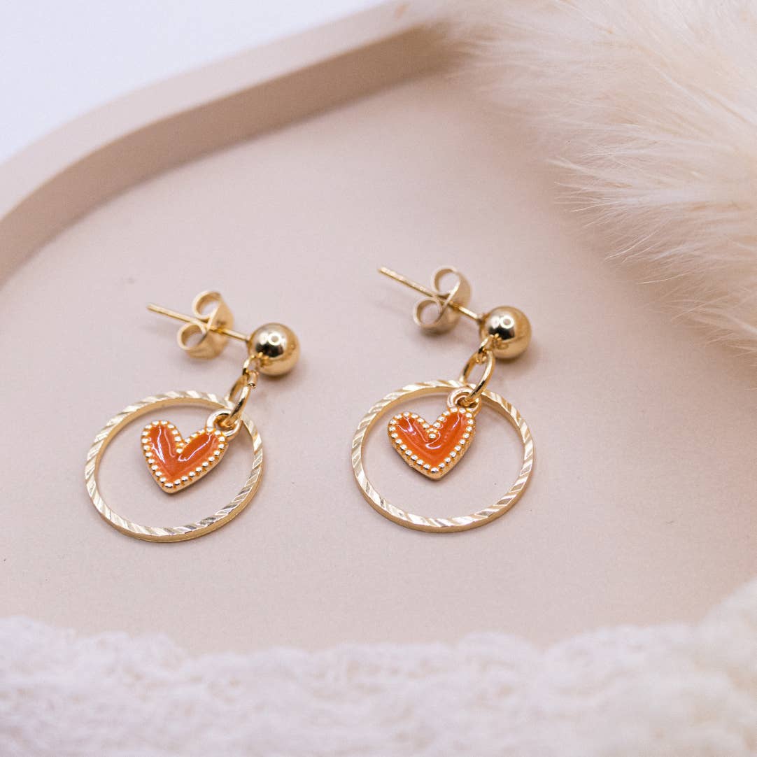 Tilda&Theo - Vente Boucles d'oreilles pendantes - Boucles d'oreilles cœur en acier inoxydable - boucles d'oreilles en forme de cœur légères