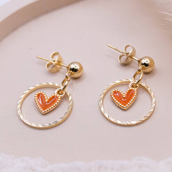 Tilda&Theo - Vente Boucles d'oreilles pendantes - Boucles d'oreilles cœur en acier inoxydable - boucles d'oreilles en forme de cœur légères0