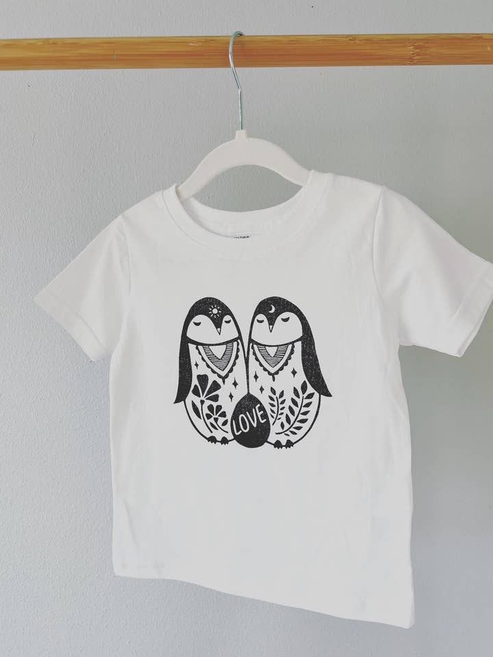 Camiseta Infantil Amo Pinguins, Camiseta Infantil de Inverno por atacado de Hippie Baby Co