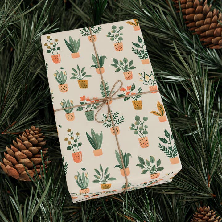 Planteelsker Blomstret Gavepapir, Miljøvenligt Saftig Indpakningspapir til Fødselsdag, Bryllup, Ferie, Alsidigt Dekorativt Papir for engroshandel hos OhhhSoPeachy