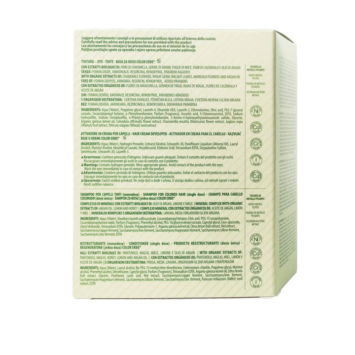 COLOR ERBE - Wholesale Hair Dye - Light Brown Organic Herbal Color Dye (5.0) - Made in Italy6