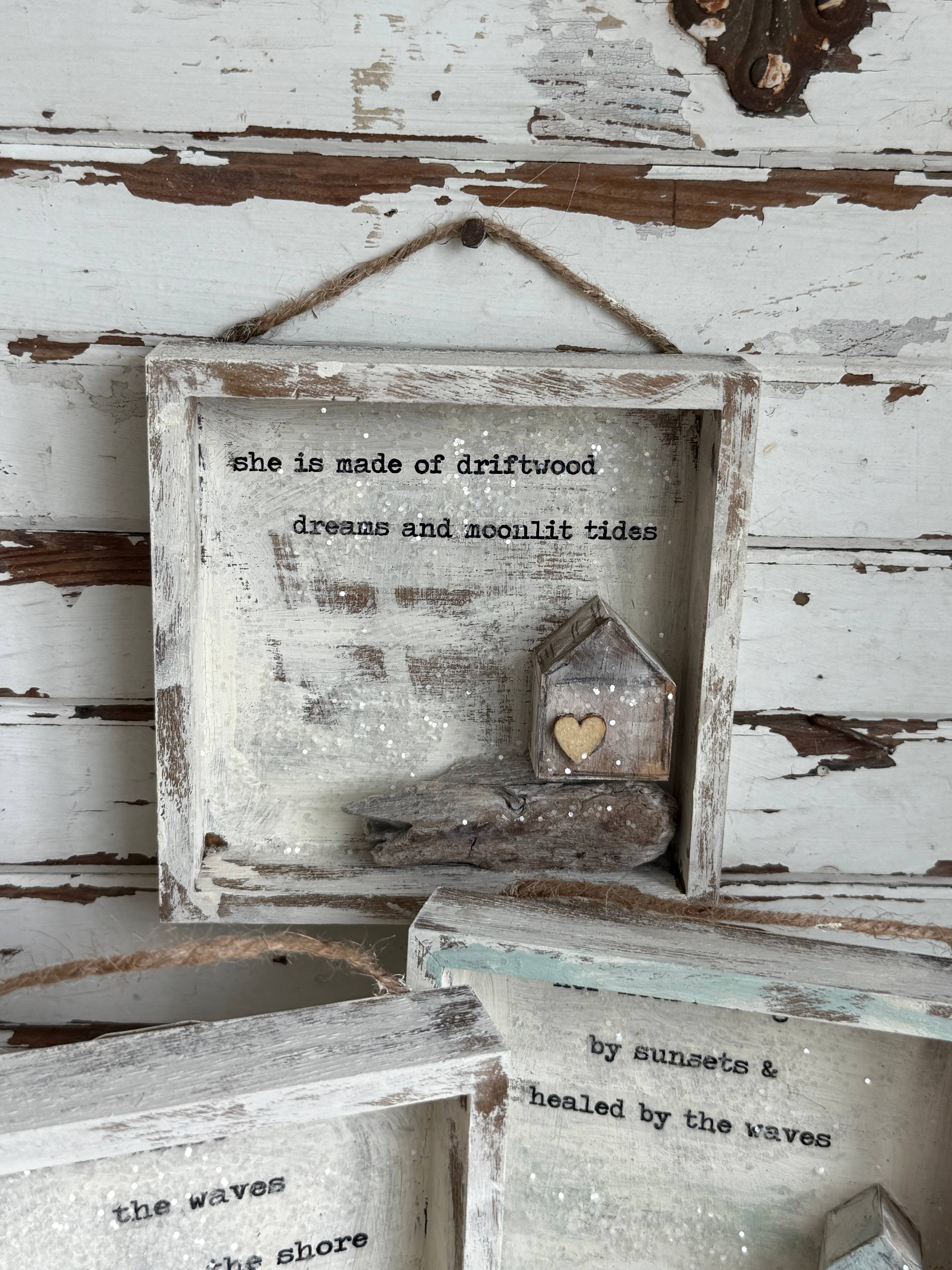 UnfiniSHEd - Wholesale Wall Sign - Driftwood House Coastal Decor Shadowbox Driftwood Dreams 4