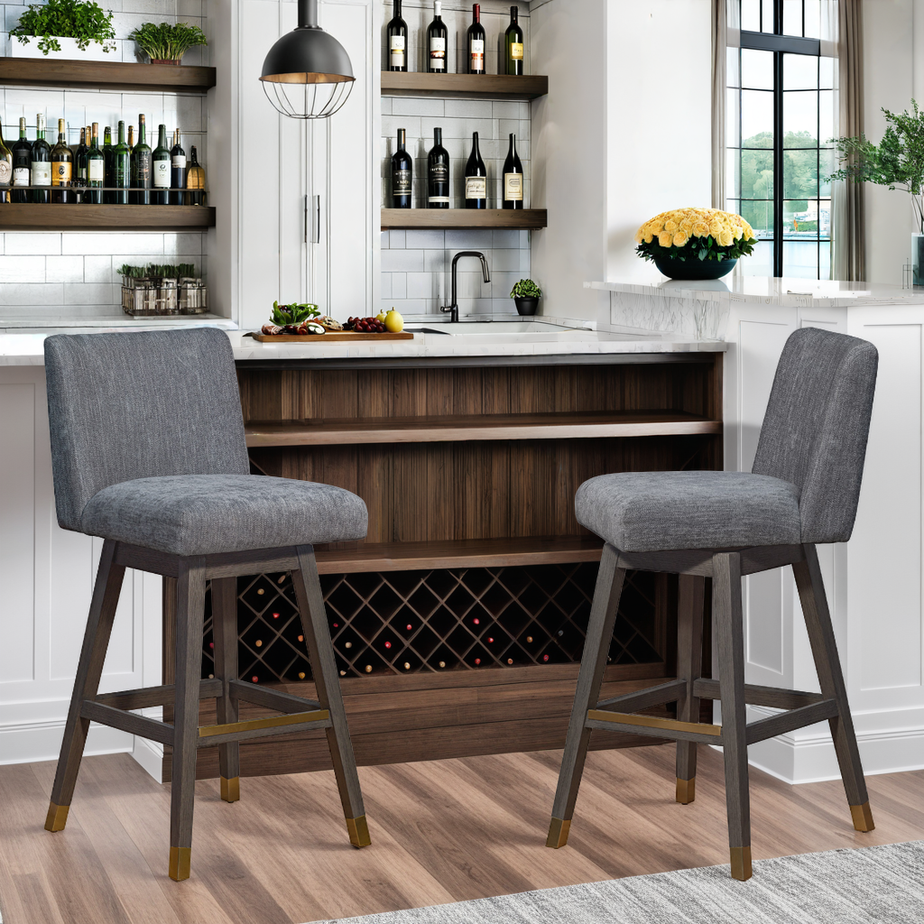 Armen Living - Wholesale Stool - Isabella Modern Upholstered Wood Swivel Barstool4