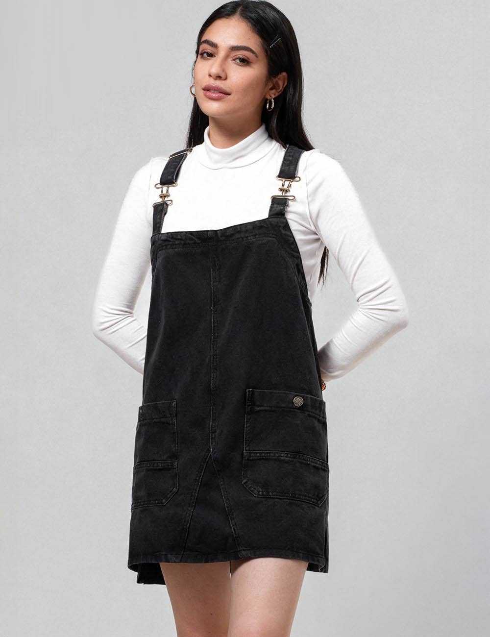 Sweetkama – wholesale Overalls – Women's – Ladies Pocket Denim Mini Overall Dress SKD5496