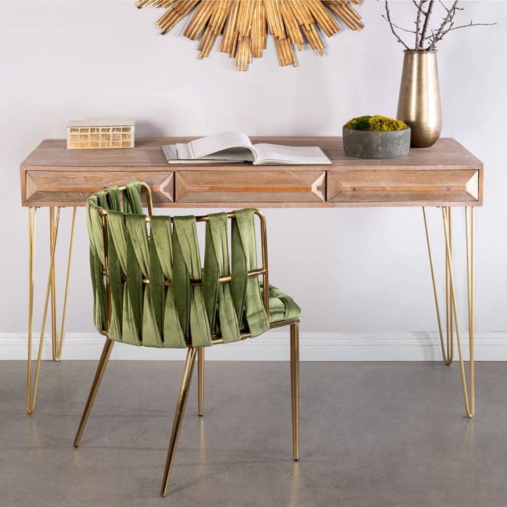 Statements by J - Wholesale Console Table - Le Marais Wood Desk with 3 Drawers3