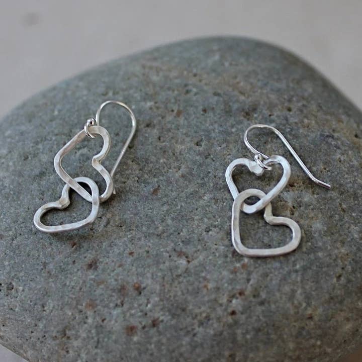 Kitty Stoykovich Designs - Wholesale Dangle Earrings - Hearts Linked Together Earrings In Silver0