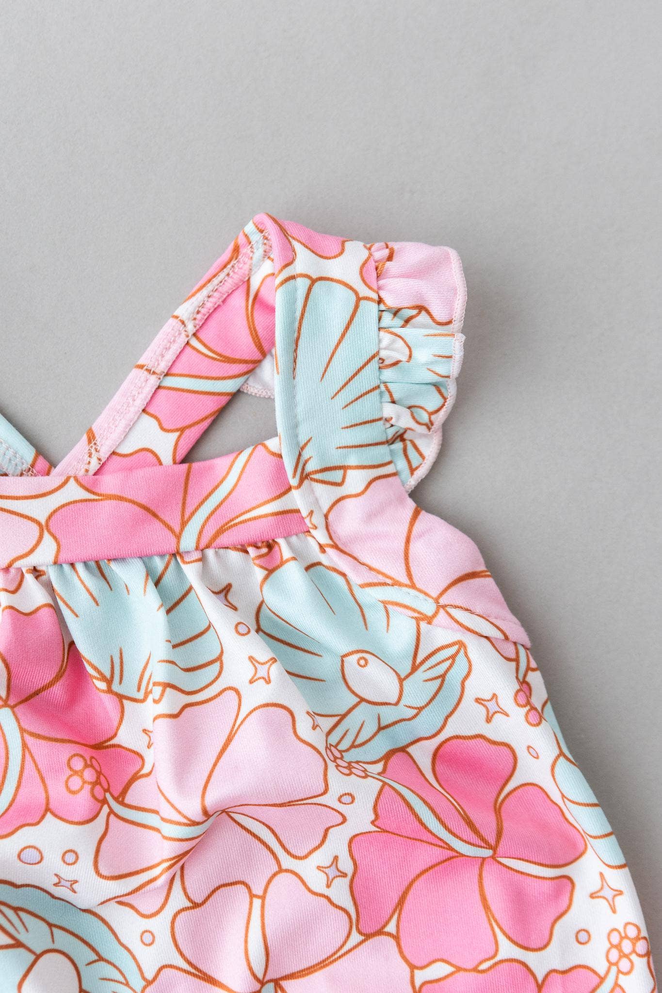 Mila & Rose - Wholesale Bodysuit (Non-Footed) - Baby - Beach Daze Ruffle Cross Back Romper2