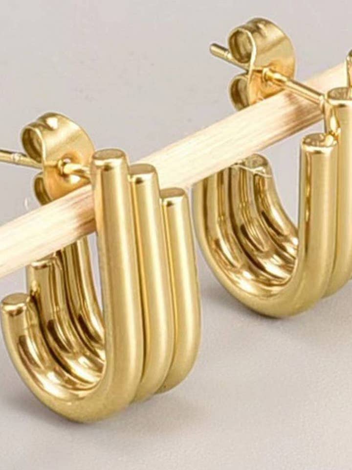 CWAJE0574_U SHAPE CHAIN CHUNKY CIRCLE HOOP EARRINGS for wholesale by NINEXIS