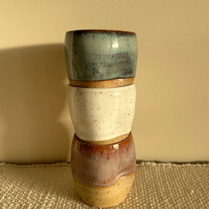 Fernweh Pottery - Wholesale Coffee/Tea Cup - Blue Speckle Dimple Coffee Cup4