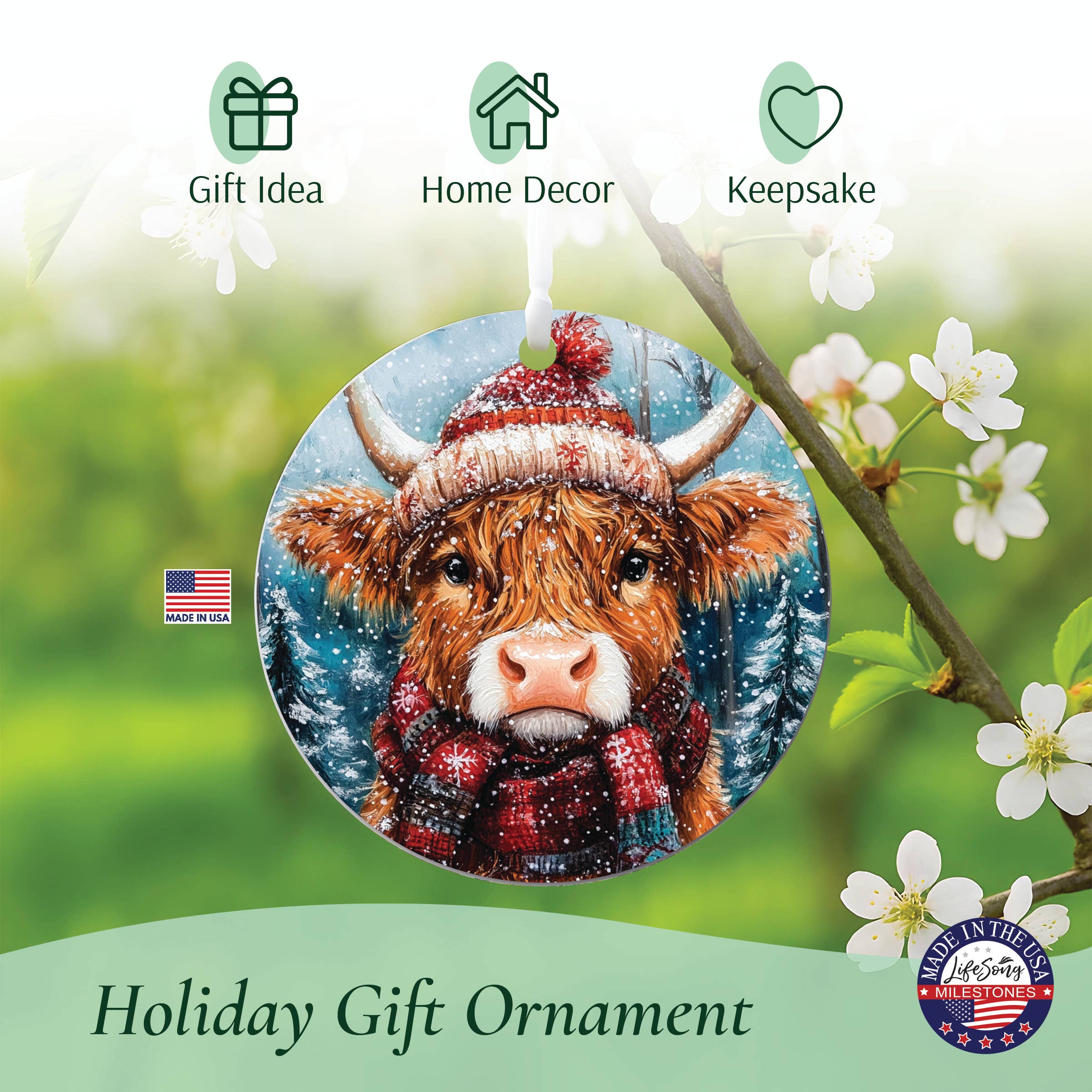 LifeSong Milestones - Wholesale Ornament - Highland Cow Christmas 2025 Ornament | Holiday Home Decor5
