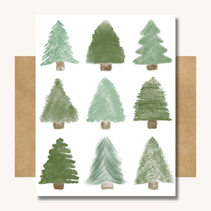 Carte de sapin de Noël -- Design d'arbre de Noël simple pour la vente par Kelly Scott Design Co