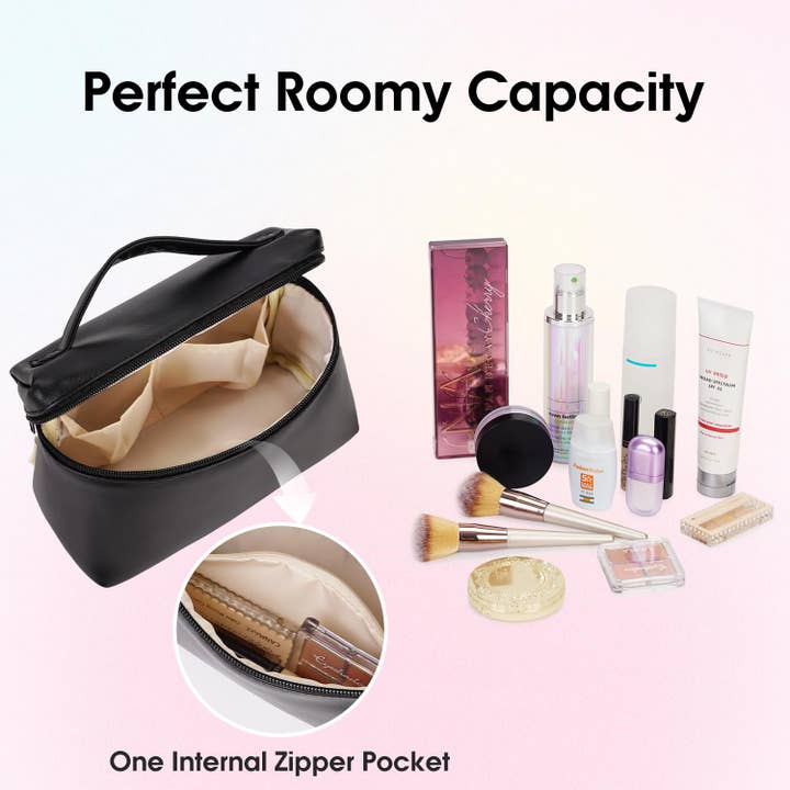 wandf - Wholesale Makeup/Cosmetic Bag - Makeup Cosmetic Bag Eco Vegan Leather With Built-in Pocket2