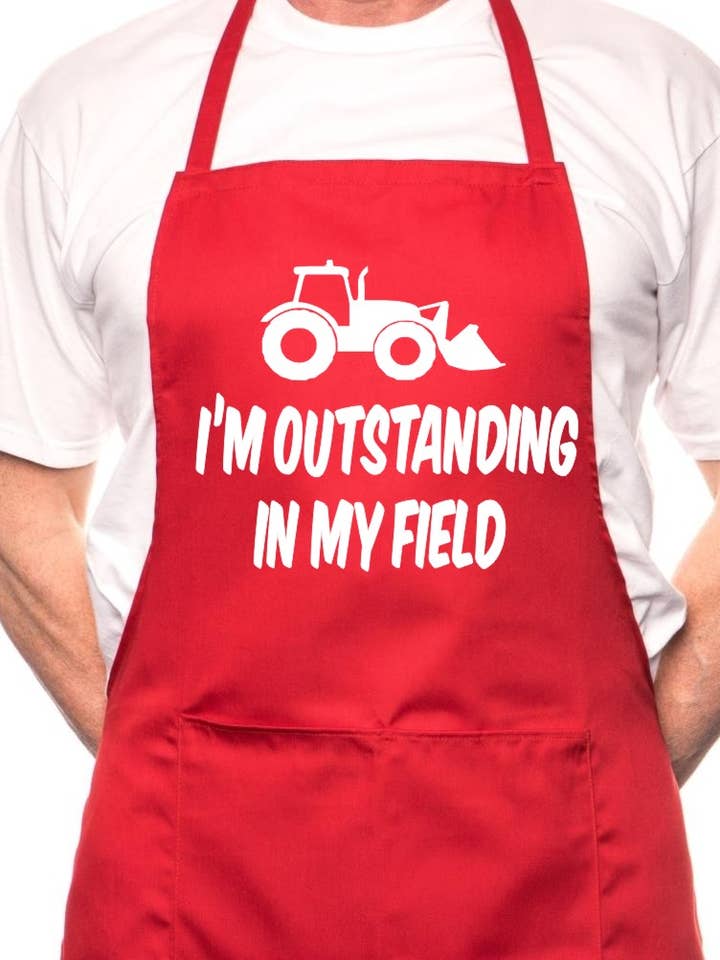 Adult Outstanding In My Field Farmer BBQ Cooking Funny Novelty Apron for wholesale by Print4U
