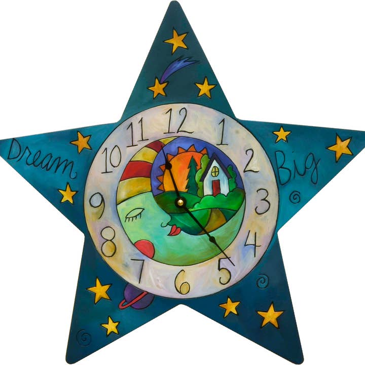 "Who Hung the Moon" Star Clock for wholesale by Sticks