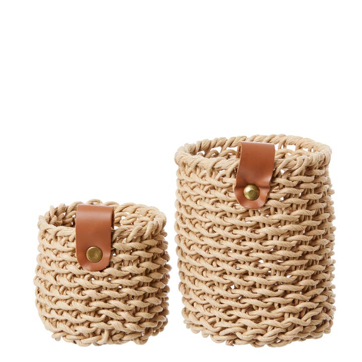 Lübech Living - Vendita all'ingrosso Cestini - Set di 2 Cesti Intrecciati in Carta, Naturale