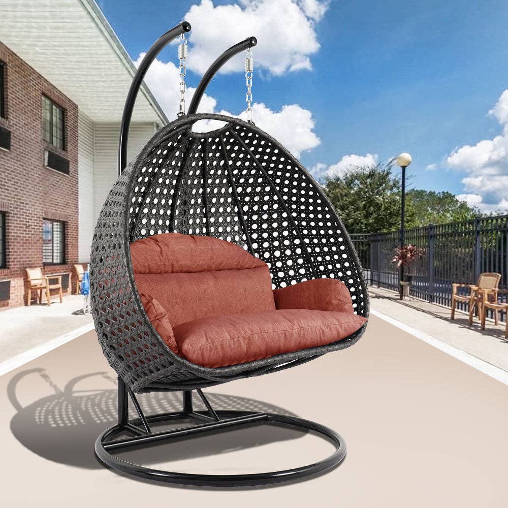 LeisureMod - Wholesale Egg Chair - Modern Charcoal Wicker Hanging Double Seater Egg Swing Chair61