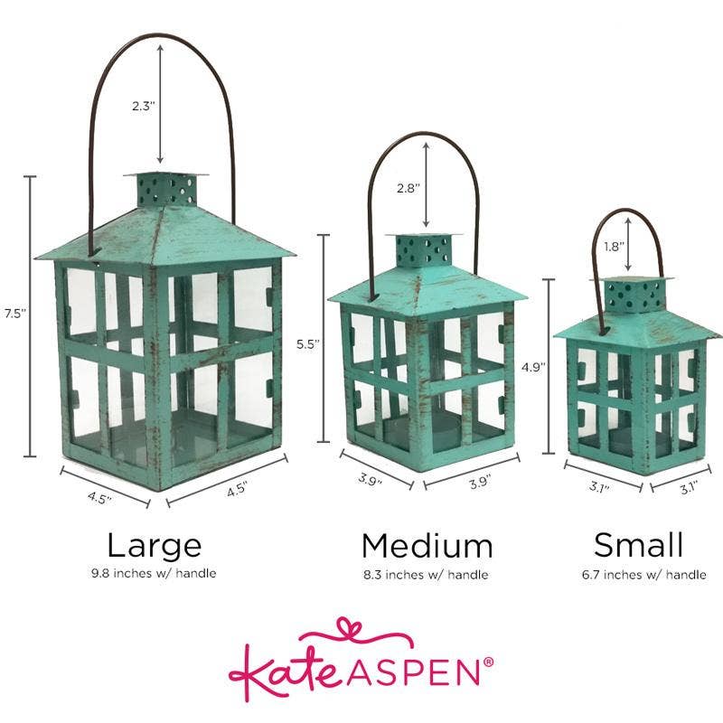 Kate Aspen - Vendita all'ingrosso Lanterne - Lanterna vintage piccola blu con finitura invecchiata2