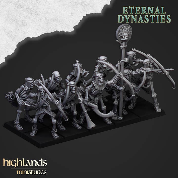 Oude Skeletten met Bogen - Highlands Miniatures | Ondoden | Skelet | Lich | Oud | Woestijn | Fantasie | Pathfinder | Wargaming voor wholesale door The Beaver and Broadsword