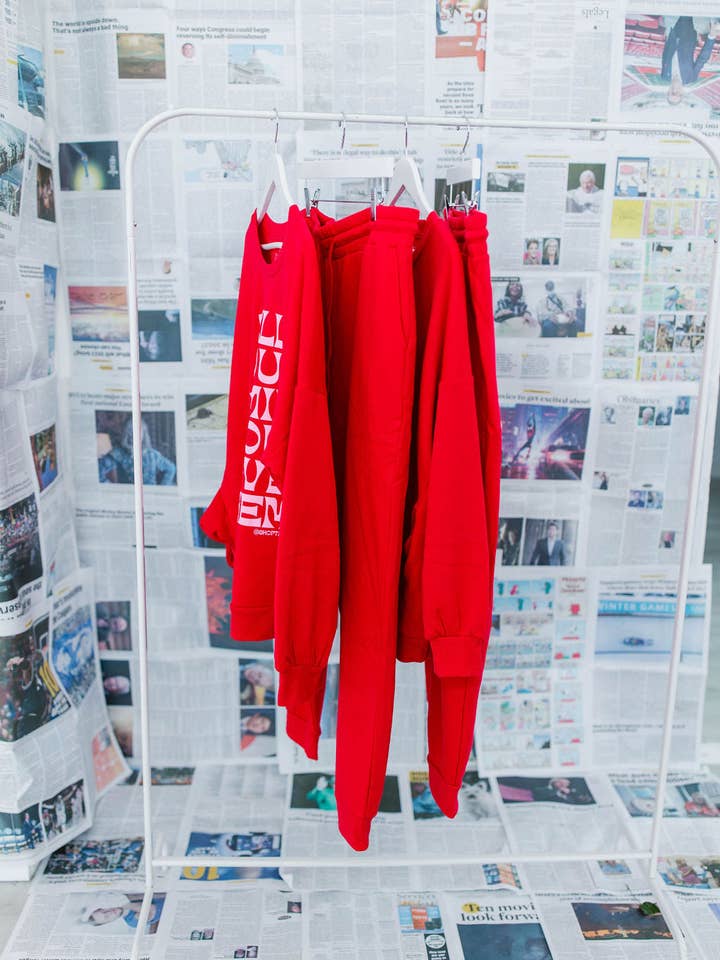Taby Originals - Wholesale Lounge Set - Women's - TABY ORIGINAL DESIGN: Tell Your Homies You Love Them Set in RED*** PUFF***& ULTRA SOFT***
