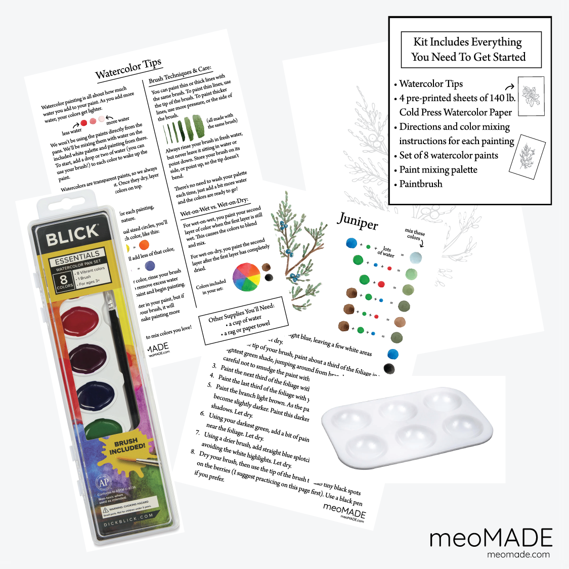 meoMADE - Wholesale DIY Craft Kit - Winter Botanicals - Watercolor Painting Kit1