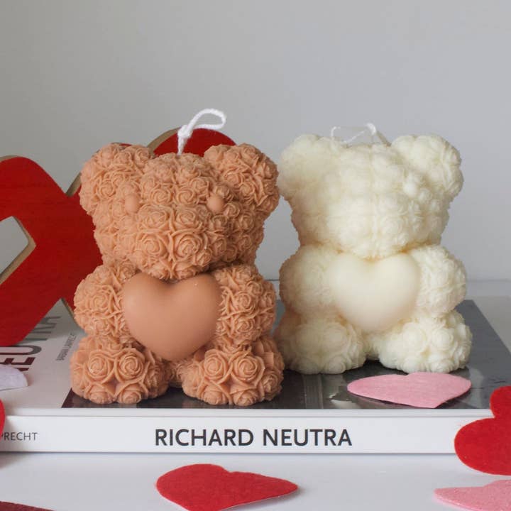 Teddy Rose Shaped Candle, Flower Bear Candle for wholesale by MarneyAsh