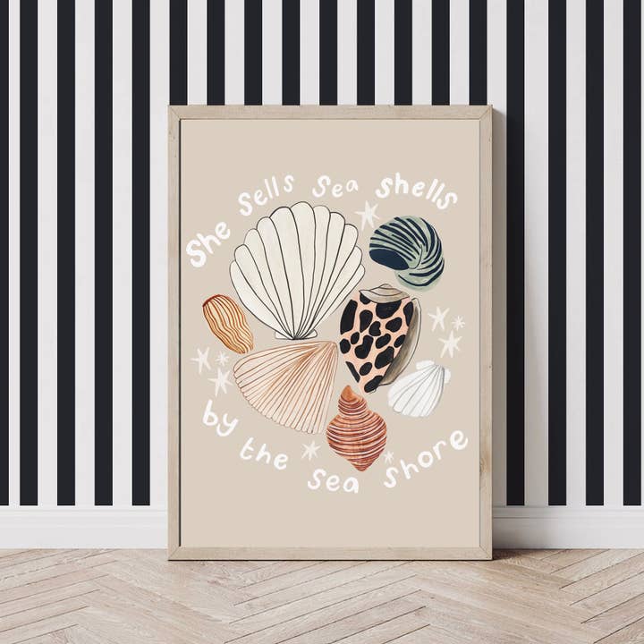 She Sells Sea Shells Art Print for wholesale by yaya studio