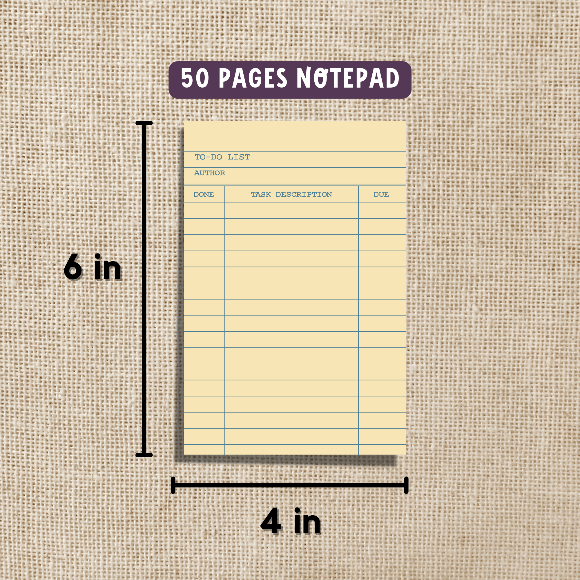 Kingdom of Threads - Wholesale Notepad - Library Card To-Do List Notepad - 4x6"1